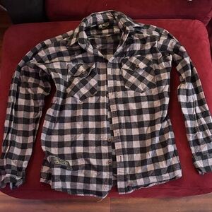 Casual Black and Gray Plaid Men's Shirt